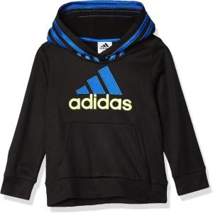 adidas Boys’ Active Sport Athletic Pullover Hooded Sweatshirt(Black/Blue)