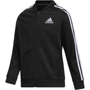 adidas Girls’ Zip Front Tricot Bomber Jacket(Black)