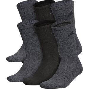 adidas Men’s Athletic Cushioned 6-Pack Crew, Cushioned Crew Socks with Arch Compression for a Secure Fit(Black/Onix Grey)