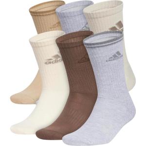 adidas Men’s Athletic Cushioned 6-Pack Crew, Cushioned Crew Socks with Arch Compression for a Secure Fit(Warm Sandstone Beige/Wonder White/Wonder Alumina Grey/Graphic)