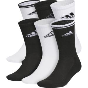 adidas Men’s Athletic Cushioned 6-Pack Crew, Cushioned Crew Socks with Arch Compression for a Secure Fit(White/Black/Graphic)