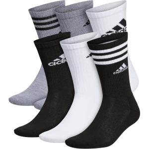 adidas Men’s Athletic Cushioned 6-Pack Crew, Cushioned Crew Socks with Arch Compression for a Secure Fit(White/Black/Heather Grey/Graphic)