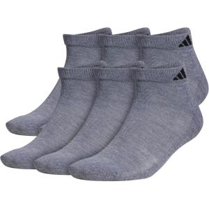 adidas Men’s Athletic Cushioned Low Cut Socks with Arch Compression for a Secure Fit (6-Pair)(Heather Grey/Black)