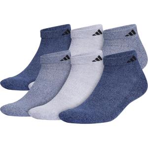adidas Men’s Athletic Cushioned Low Cut Socks with Arch Compression for a Secure Fit (6-Pair)(Tech Indigo Blue/Grey/Collegiate Navy)