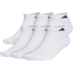 adidas Men’s Athletic Cushioned Low Cut Socks with Arch Compression for a Secure Fit (6-Pair)(White/Black)