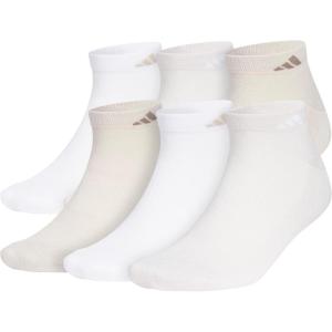 adidas Men’s Athletic Cushioned Low Cut Socks with Arch Compression for a Secure Fit (6-Pair)(White/Wonder Beige/Alumina Beige)