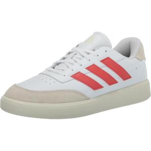 adidas Men’s Courtblock Sneakers(White/Preloved Scarlet/Wonder White)