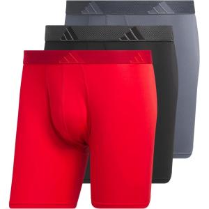 adidas Men’s Microfiber Boxer Briefs Underwear Multipack – Athletic, Moisture Wicking, Stretch Fit & Tagless(Better Scarlet/Black/Onix Grey/M)