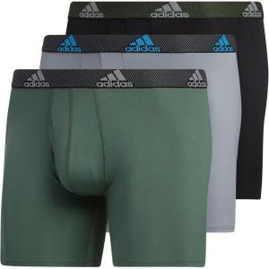 adidas Men’s Microfiber Boxer Briefs Underwear Multipack – Athletic, Moisture Wicking, Stretch Fit & Tagless(Green Oxide/Grey/Pulse Blue/P)