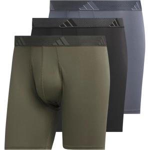 adidas Men’s Microfiber Boxer Briefs Underwear Multipack – Athletic, Moisture Wicking, Stretch Fit & Tagless(Olive Strata Green/Black/Onix Grey/M)