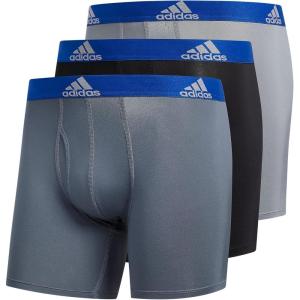adidas Men’s Microfiber Boxer Briefs Underwear Multipack – Athletic, Moisture Wicking, Stretch Fit & Tagless(Onix Grey/Black/Collegiate Royal Blue/P)