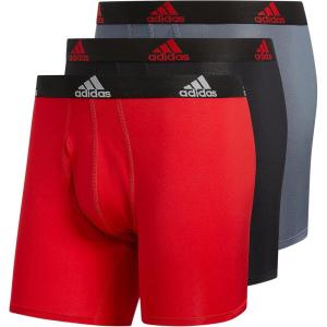 adidas Men’s Microfiber Boxer Briefs Underwear Multipack – Athletic, Moisture Wicking, Stretch Fit & Tagless(Scarlet Red/Black/Onix Grey/P)