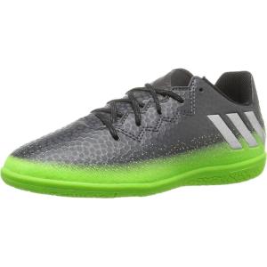 adidas Unisex-Child Performance Messi 16.3 Indoor Soccer Shoes Skate(Dark Grey/Metallic Silver/Neon Green)