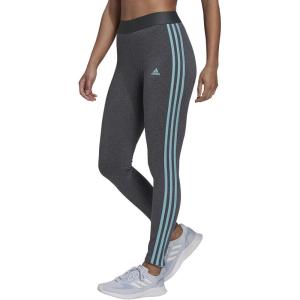 adidas Women’s Essentials 3-Stripes Leggings(Dark Grey Heather/Mint Ton)