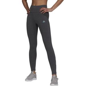 adidas Women’s Essentials High-Waisted Logo Leggings(Dark Grey Heather/Mint Ton)