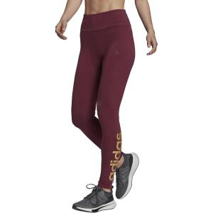 adidas Women’s Essentials High-Waisted Logo Leggings(Victory Crimson/Gold Metallic)