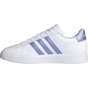 adidas Women’s Grand Court 2.0 Tennis Shoe(White/Blue Spark Met./Blue Spark)