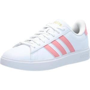 adidas Women’s Grand Court 2.0 Tennis Shoe(White/Semi Pink Spark/Gold Metallic)