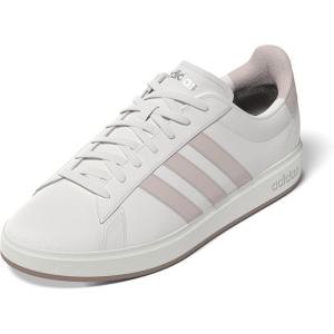 adidas Women’s Grand Court 2.0 Tennis Shoe(White/Wonder Quartz/Linen Green Met.)
