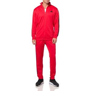 adidas mens Basic 3-stripes Tricot Track Suit(Pure Ruby)