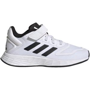 adidas Unisex-Child Duramo 10 Running Shoes (Little Big Kid), 28 EU(White/Black/White (Elastic))