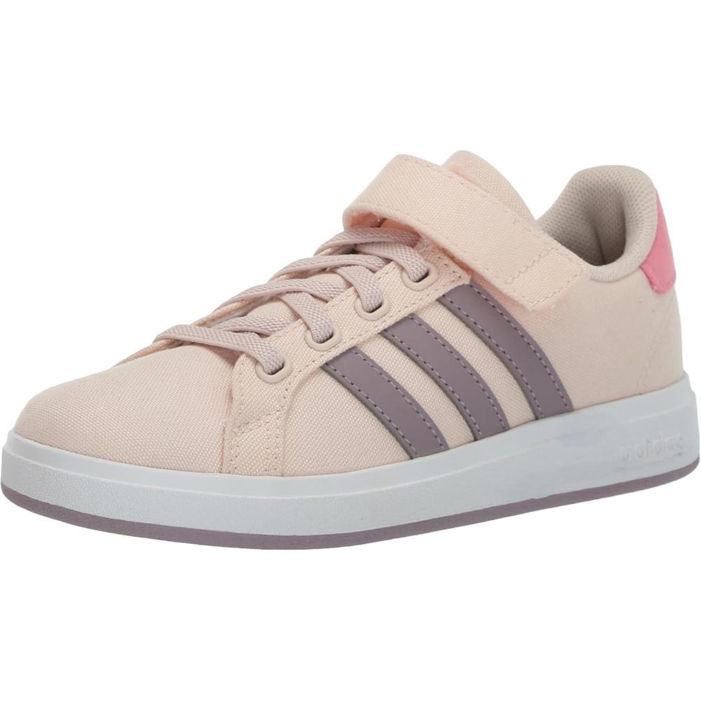 imageadidas Kids Grand Court 20 SneakersWonder QuartzPreloved FigBliss Pink Elastic Lace