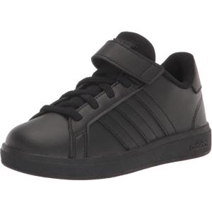adidas Kids’ Grand Court 2.0 Sneakers(Black/Black/Grey (Elastic))