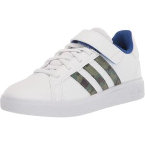 adidas Kids’ Grand Court 2.0 Sneakers(Ftwr White/Green Oxide/Team Royal Blue (Elastic))