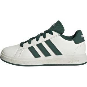 adidas Kids’ Grand Court 2.0 Sneakers(Off White/Collegiate Green/Black)