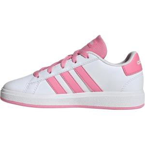 adidas Kids’ Grand Court 2.0 Sneakers(White/Bliss Pink/Black)