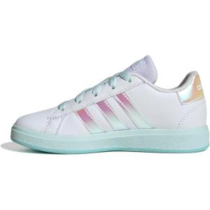 adidas Kids’ Grand Court 2.0 Sneakers(White/Flash Aqua/Halo Mint)