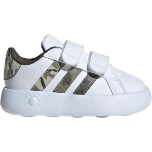 adidas Kids’ Grand Court 2.0 Sneakers(White/Olive Strata/Putty Grey)