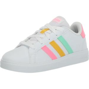 adidas Kids’ Grand Court 2.0 Sneakers(White/Pulse Mint/Beam Pink)