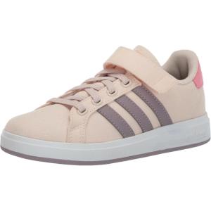 adidas Kids’ Grand Court 2.0 Sneakers(Wonder Quartz/Preloved Fig/Bliss Pink (Elastic Lace))