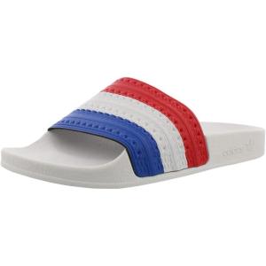 adidas Men’s Adilette Slide Sandal(White/Red/Blue-white)