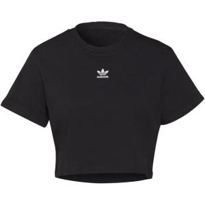 adidas Womens Adicolor Essentials Rib Cropped Crew Neck Short Sleeve Casual Tops Casual – Black(Black)