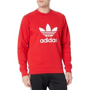adidas Mens Trefoil Crew Neck Sweatshirt Casual – Black(Better Scarlet)