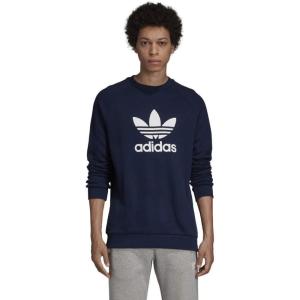 adidas Mens Trefoil Crew Neck Sweatshirt Casual – Black(Collegiate Navy)