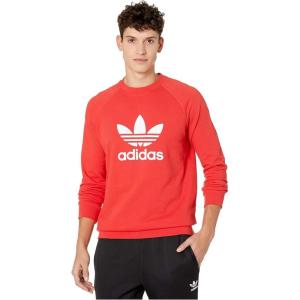 adidas Mens Trefoil Crew Neck Sweatshirt Casual – Black(Lush Red)