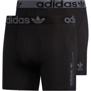 adidas Originals Men’s Trefoil Athletic Comfort Fit Boxer Brief Underwear (2-Pack)(Black/Onix Grey)