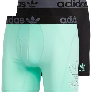adidas Originals Men’s Trefoil Athletic Comfort Fit Boxer Brief Underwear (2-Pack)(Black/Onix Grey/Pulse Mint Green)