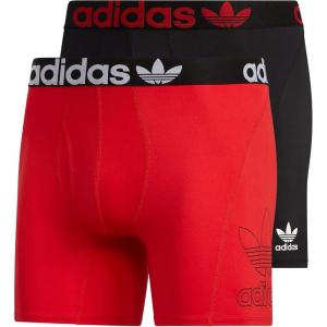 adidas Originals Men’s Trefoil Athletic Comfort Fit Boxer Brief Underwear (2-Pack)(Black/White/Better Scarlet)