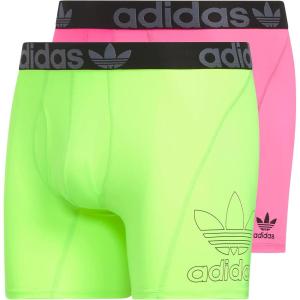adidas Originals Men’s Trefoil Athletic Comfort Fit Boxer Brief Underwear (2-Pack)(Lucid Pink/Black/Lucid Lemon Yellow)
