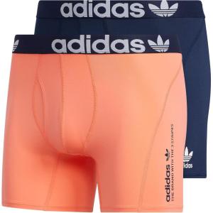 adidas Originals Men’s Trefoil Athletic Comfort Fit Boxer Brief Underwear (2-Pack)(Night Indigo/White/Coral Fusion Pink)