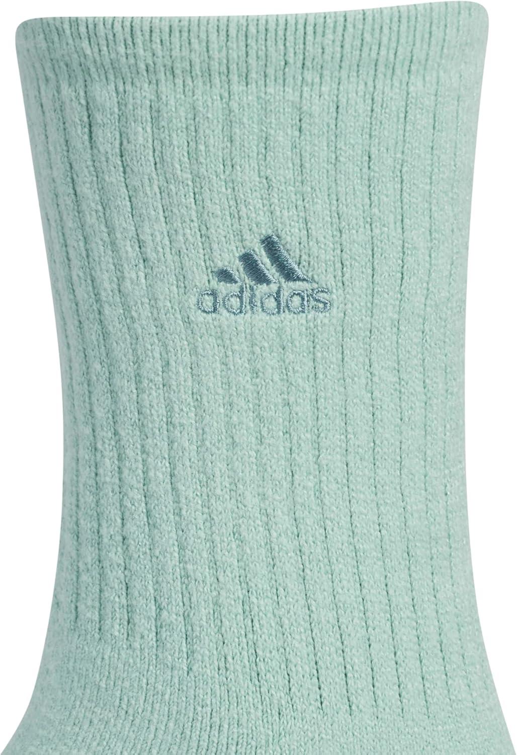 imageadidas Womens Super Soft Cushioned Comfort Cozy Crew Socks 3PairHazy GreenWonder BeigeWonder White