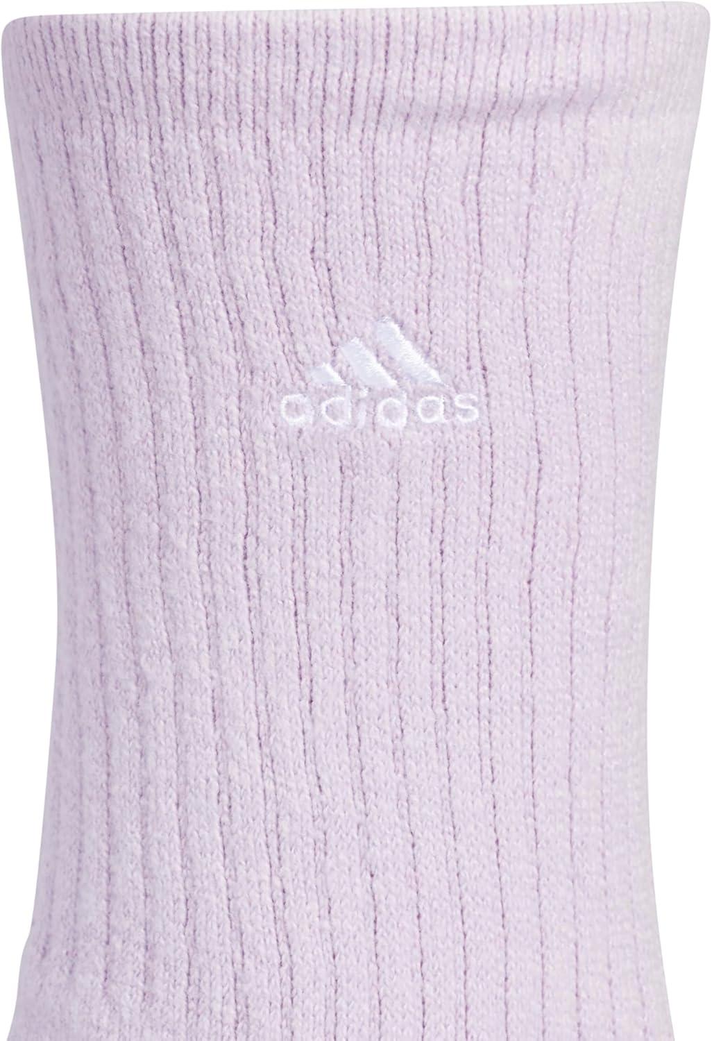 imageadidas Womens Super Soft Cushioned Comfort Cozy Crew Socks 3PairIce LavenderWhiteBlue Spark