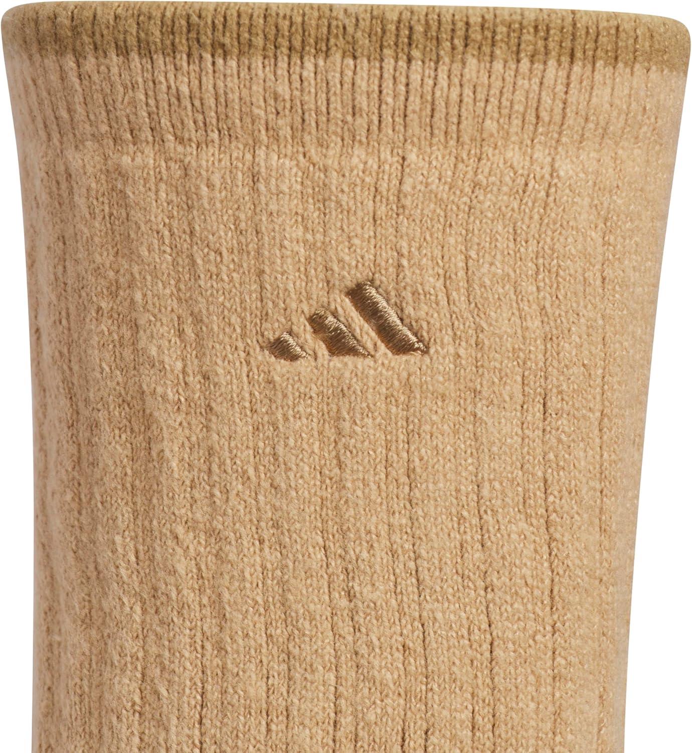 imageadidas Womens Super Soft Cushioned Comfort Cozy Crew Socks 3PairWarm Sandstone BeigeWonder WhiteWhite