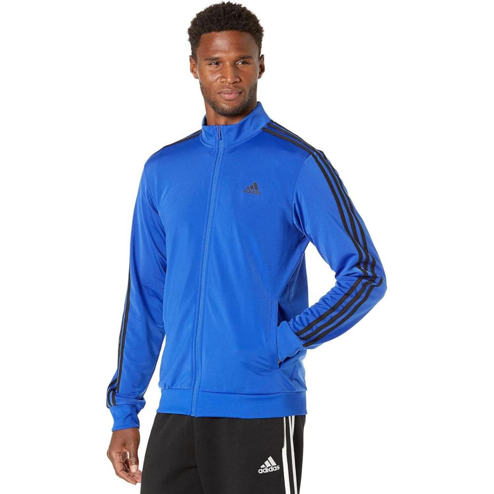 imageadidas Mens Essentials Warmup 3stripes Track TopBold Blueblack