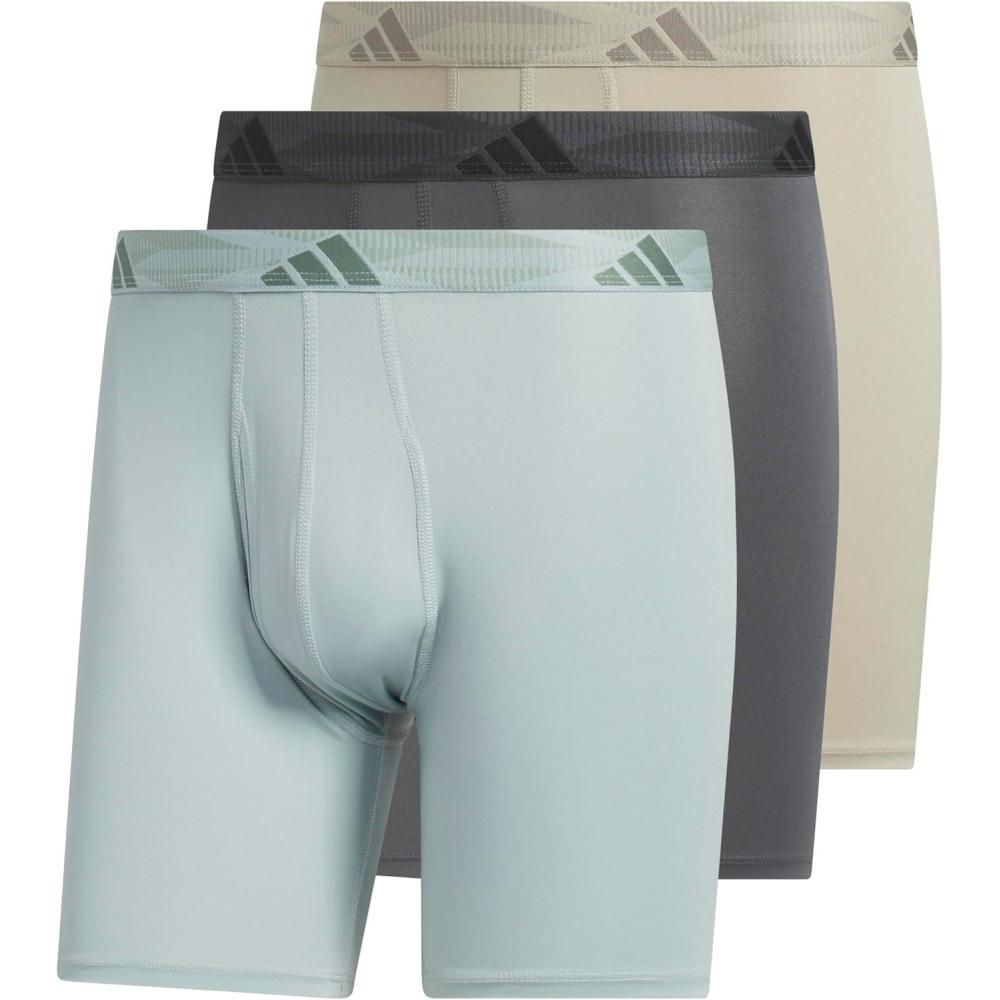 imageadidas Mens Microfiber 3Pack Boxer BriefWonder Sage GreenGrey SixWonder Cargo Khaki