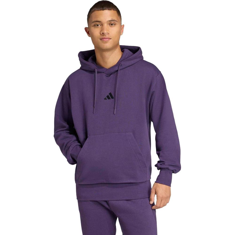 imageadidas Originals Mens Essentials Feel Cozy Fleece Hoodie SweatshirtAurora PlumBlack